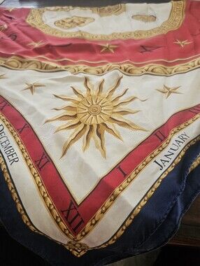 Ann Taylor Silk Scarf Red, Gold, Navy & Cream